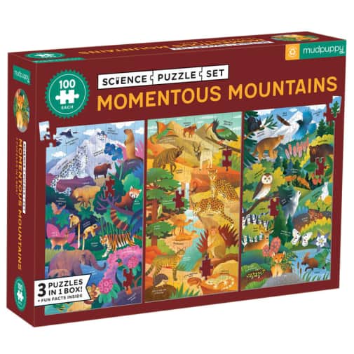 Mudpuppy Momentous Mountains Science Puzzle Set (3 100pc Puzzles)