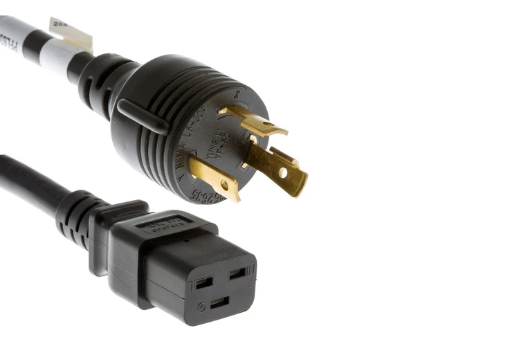 AC Power Cord, L6-30P to C19, 12AWG, 10ft, Black