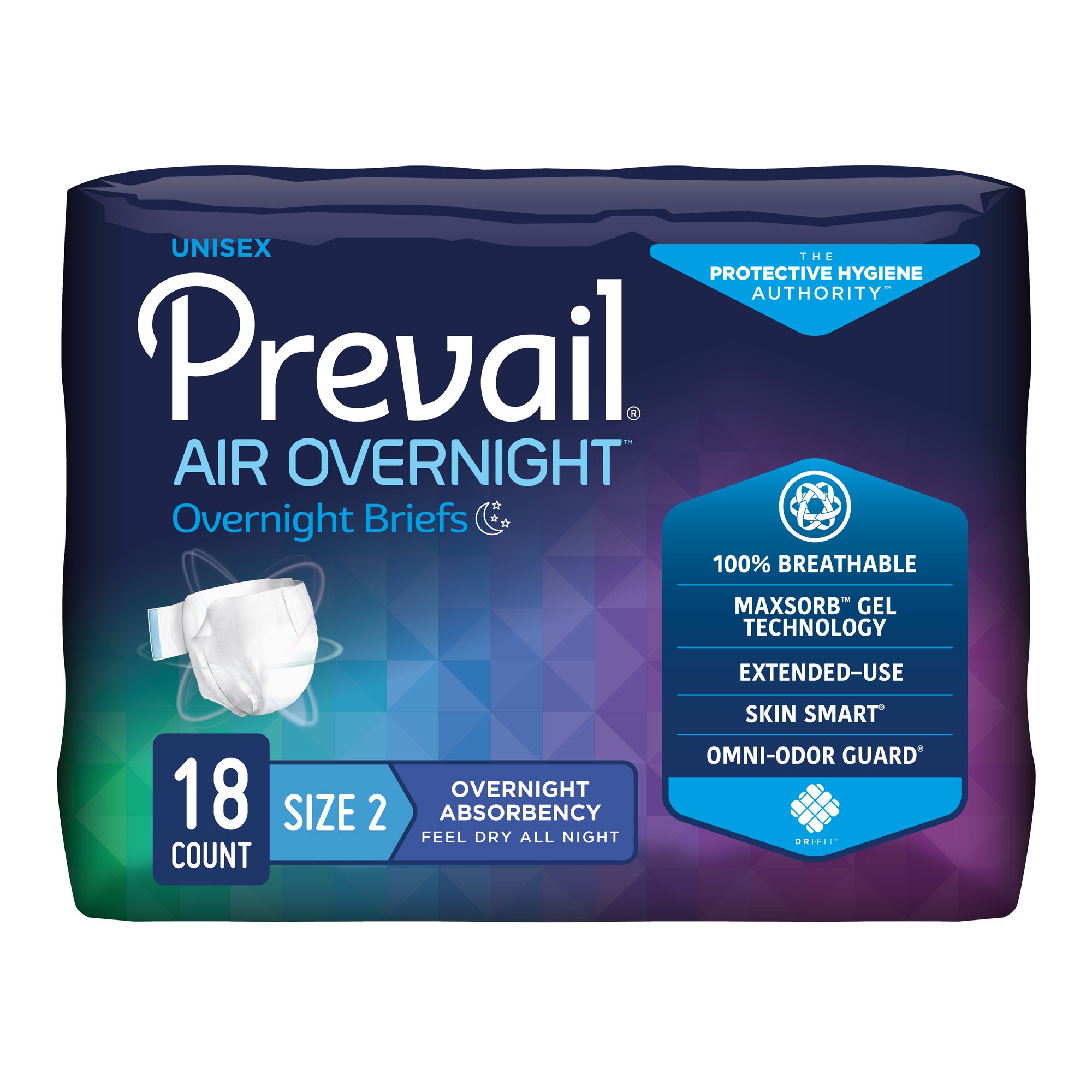 Prevail Air Overnight Briefs Overnight Absorbency, Size 2 MK 1126351