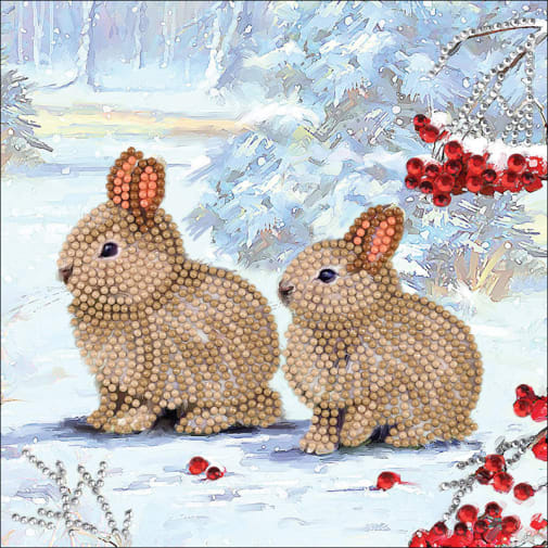 Crystal Art Card Kit - Winter Bunnies