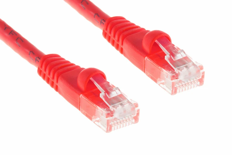 25ft Red CAT6 Ethernet Patch Cable, Half-Moon, Booted