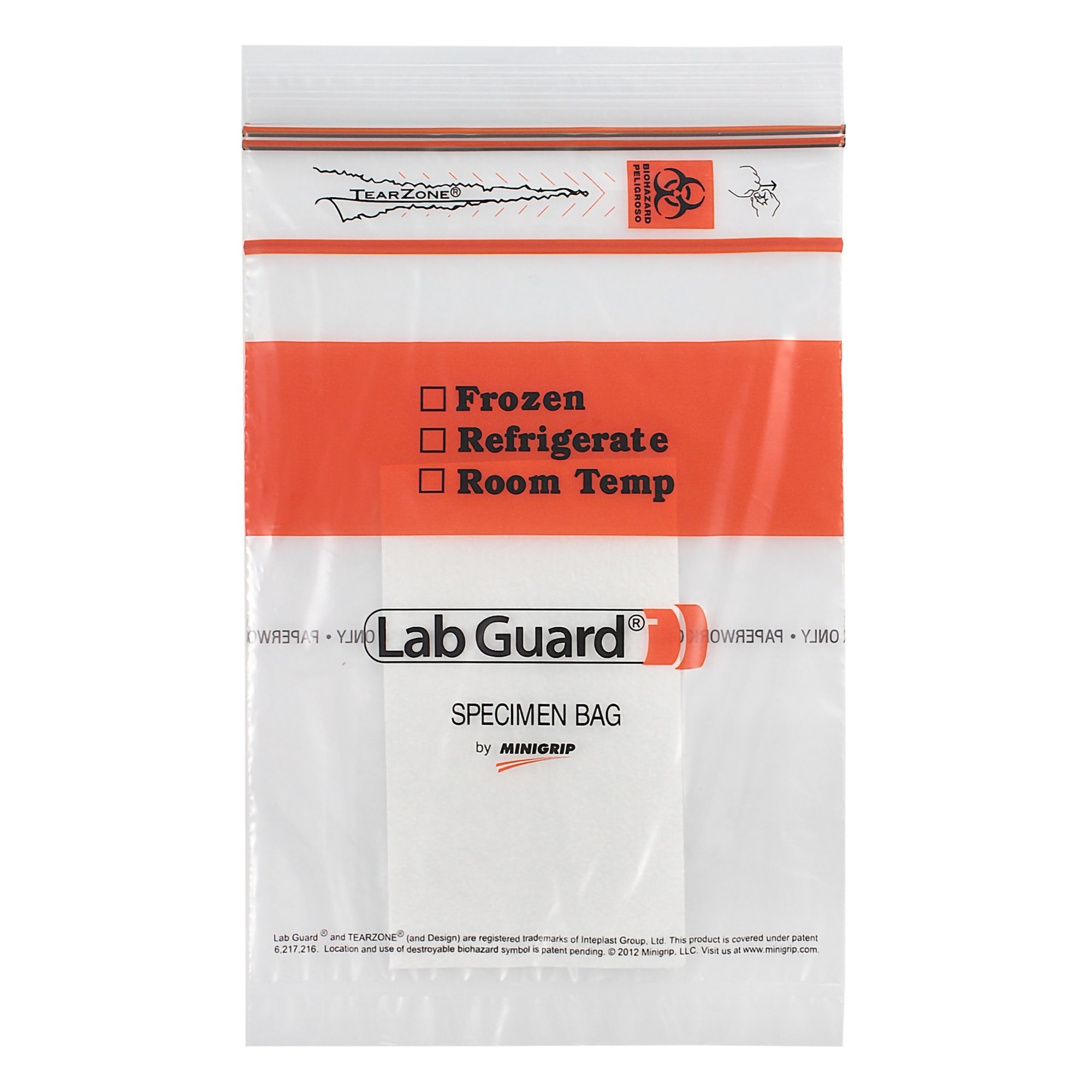 Lab Guard 2X Zip Specimen Transport Bag, Document Pouch, Absorbent Pad, 6 x 9 MK 983921