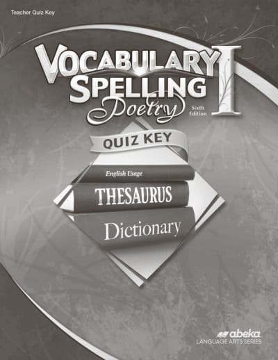 Vocabulary, Spelling, Poetry I Quiz Answer Key