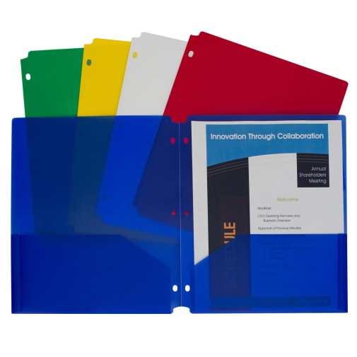 Portfolio Folder 2-Pocket Heavyweight Poly with 3-Hole Punch - assorted colors (pack of 10)
