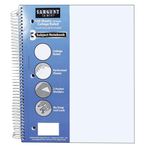 3 Subject College Ruled Poly Notebook (9" x 11")