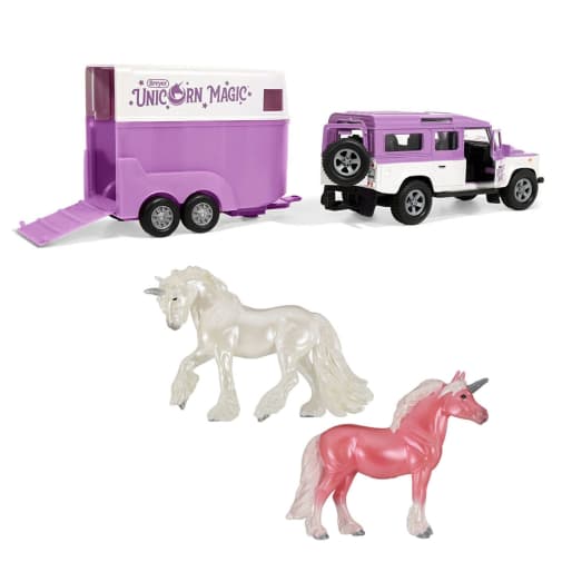 Unicorn Magic Land Rover & Tag-A-Long Trailer (Breyer Stablemates)