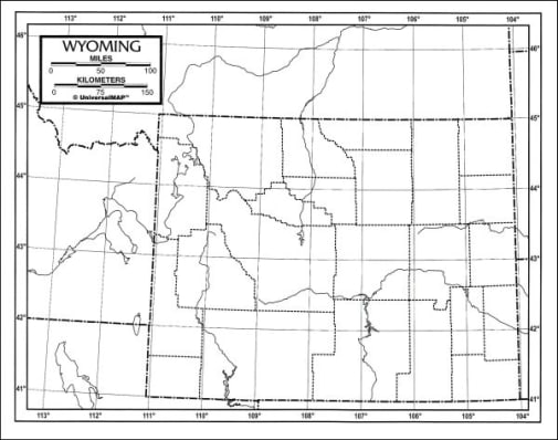 Wyoming Map Laminated single (8+" x 11")