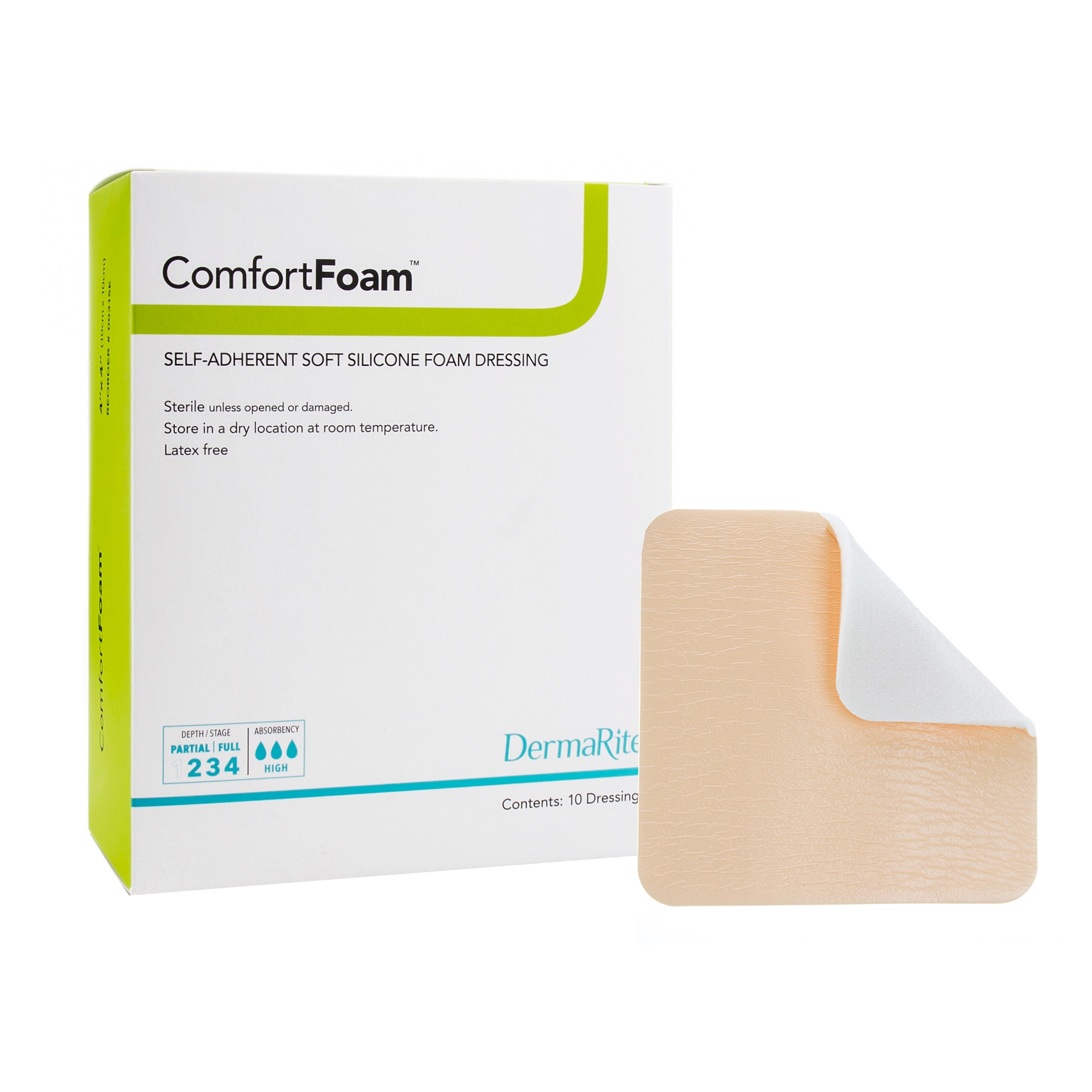 ComfortFoam Silicone Adhesive without Border Silicone Foam Dressing, 3 x 3 Inch MK 942997