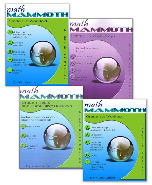 Math Mammoth Light Blue Series Grade 1 Colored Package