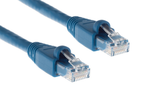 Image of CAT6A Ethernet Patch Cable, Half-moon Boot, UTP, 4 ft, Blue