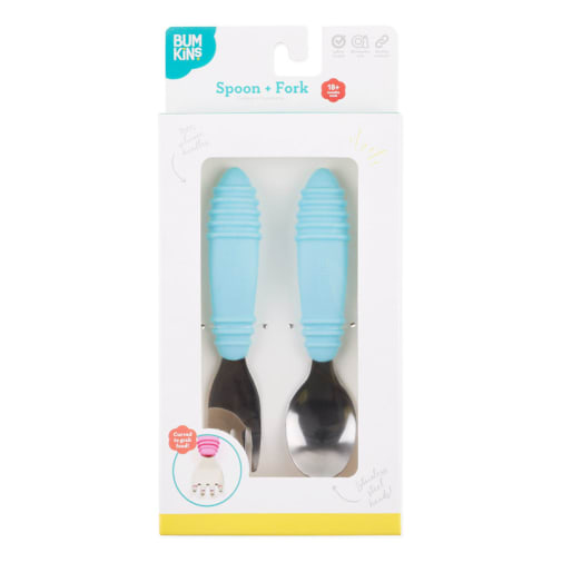 Silicone Spoon + Fork - Blue