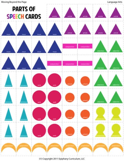 Parts of Speech Cards (Moving Beyond the Page)