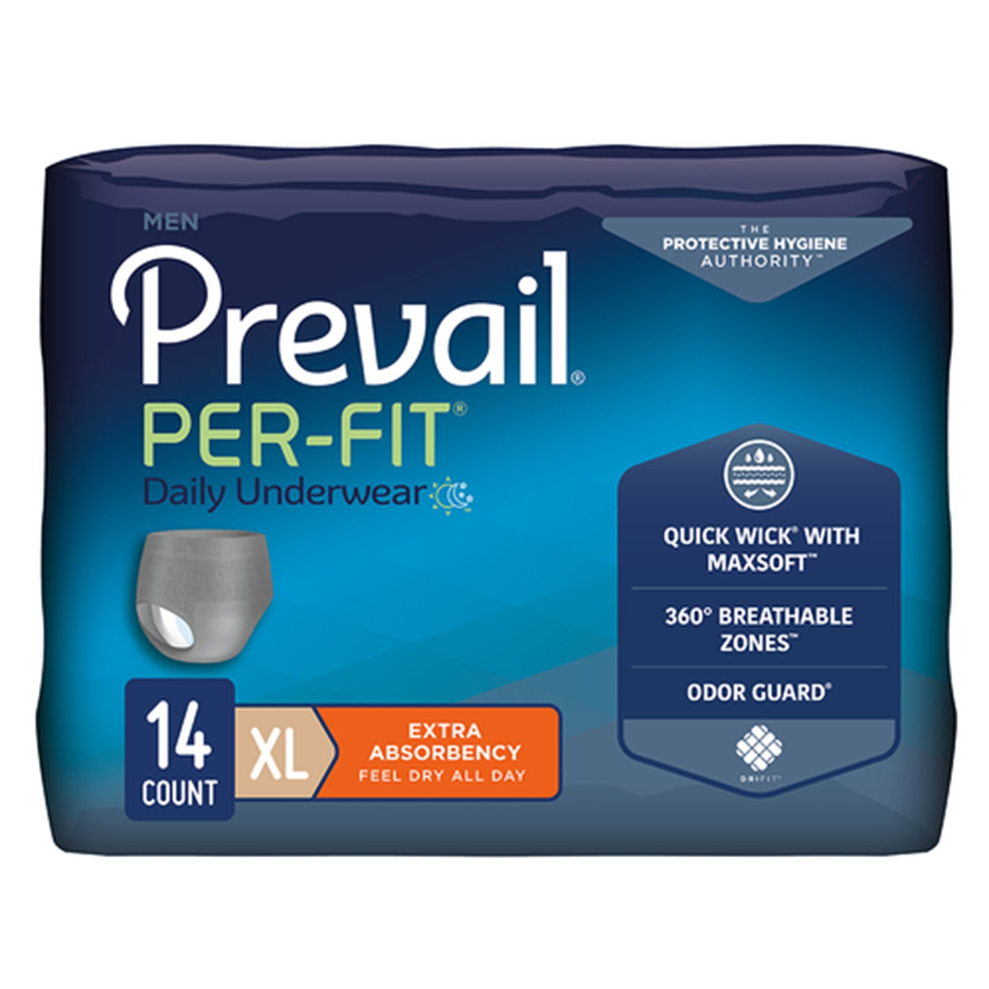 Prevail Per-Fit Men Adult Moderate Absorbent Underwear, X-Large, White MK 881921
