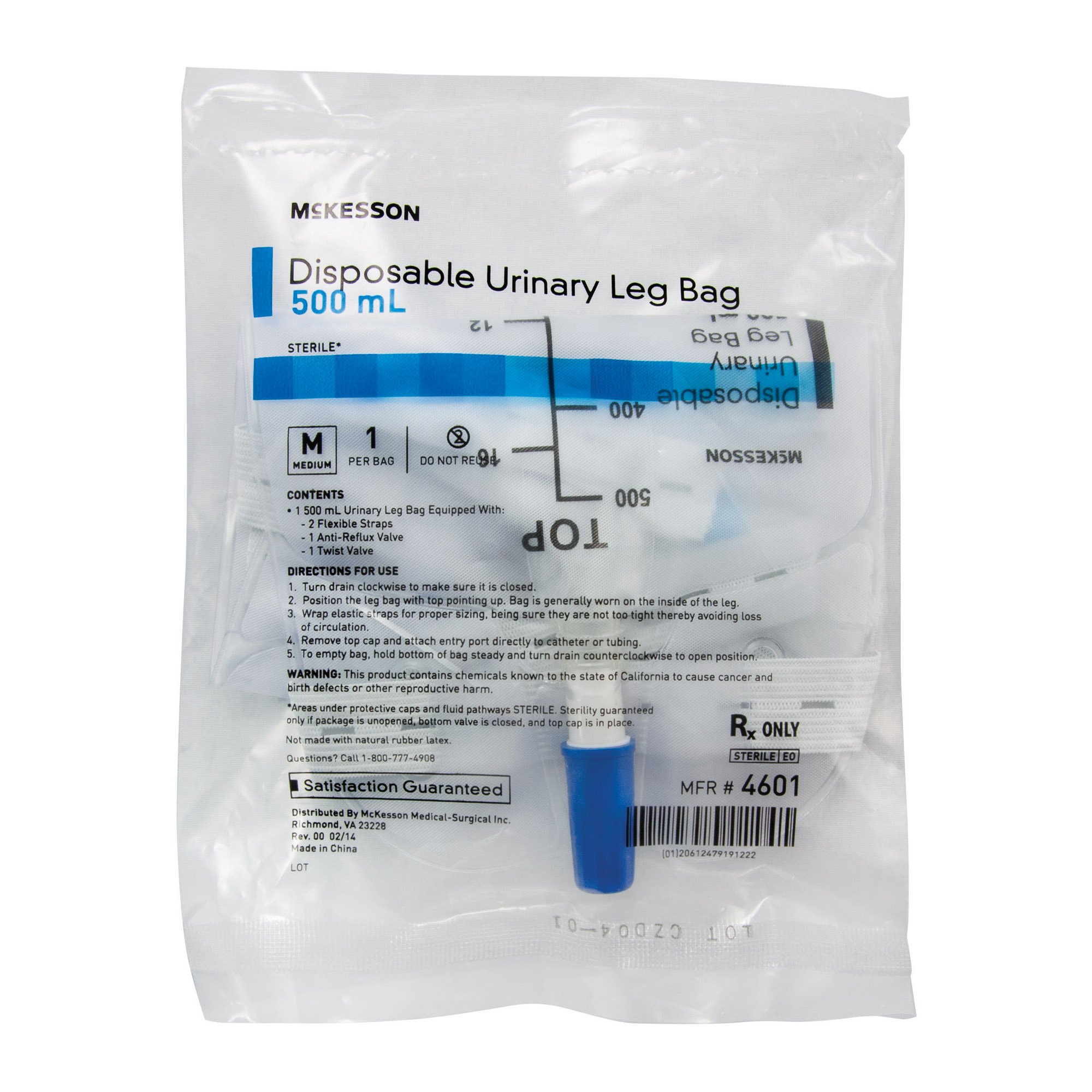 McKesson Disposable Urinary Leg Bag, 500 mL MK 854582