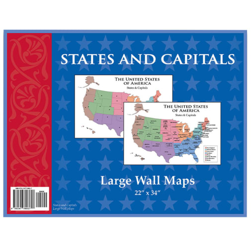 States and Capitals Wall Maps (set of two 34" x 22")