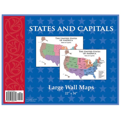 Memoria Press States and Capitals Wall Maps (set of two 34" x 22")