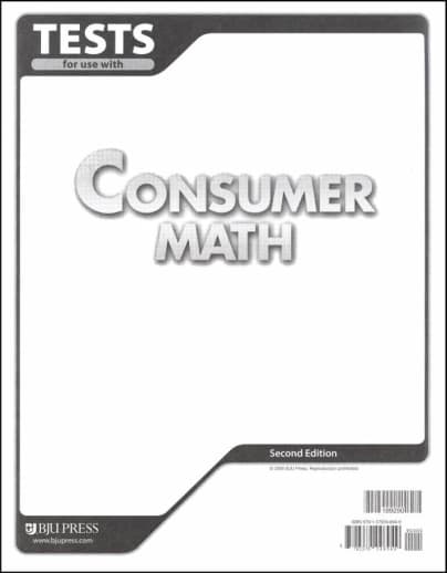 BJU Press Consumer Math Tests 2nd Edition