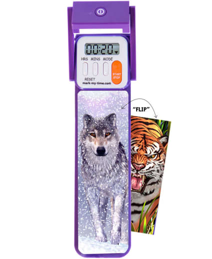 Mark-My-Time 3D Digital Booklight - Wolf/Tiger Flip