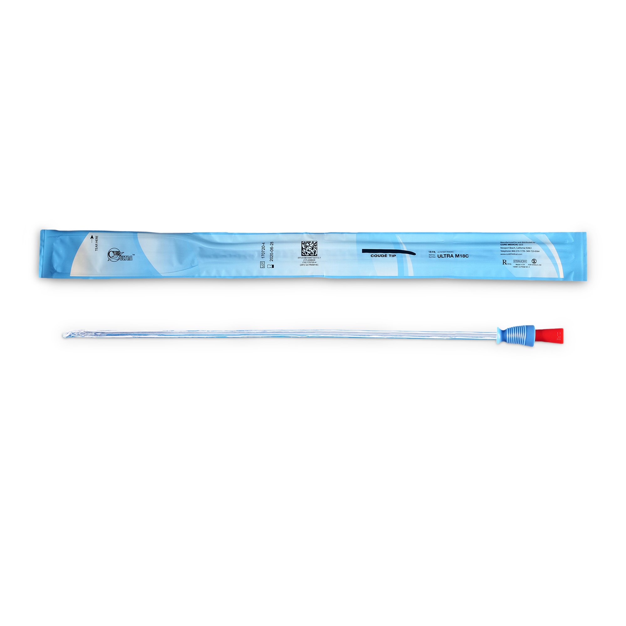 Cure Ultra Urethral Catheter, 18 Fr., Male, Coud MK 1077564