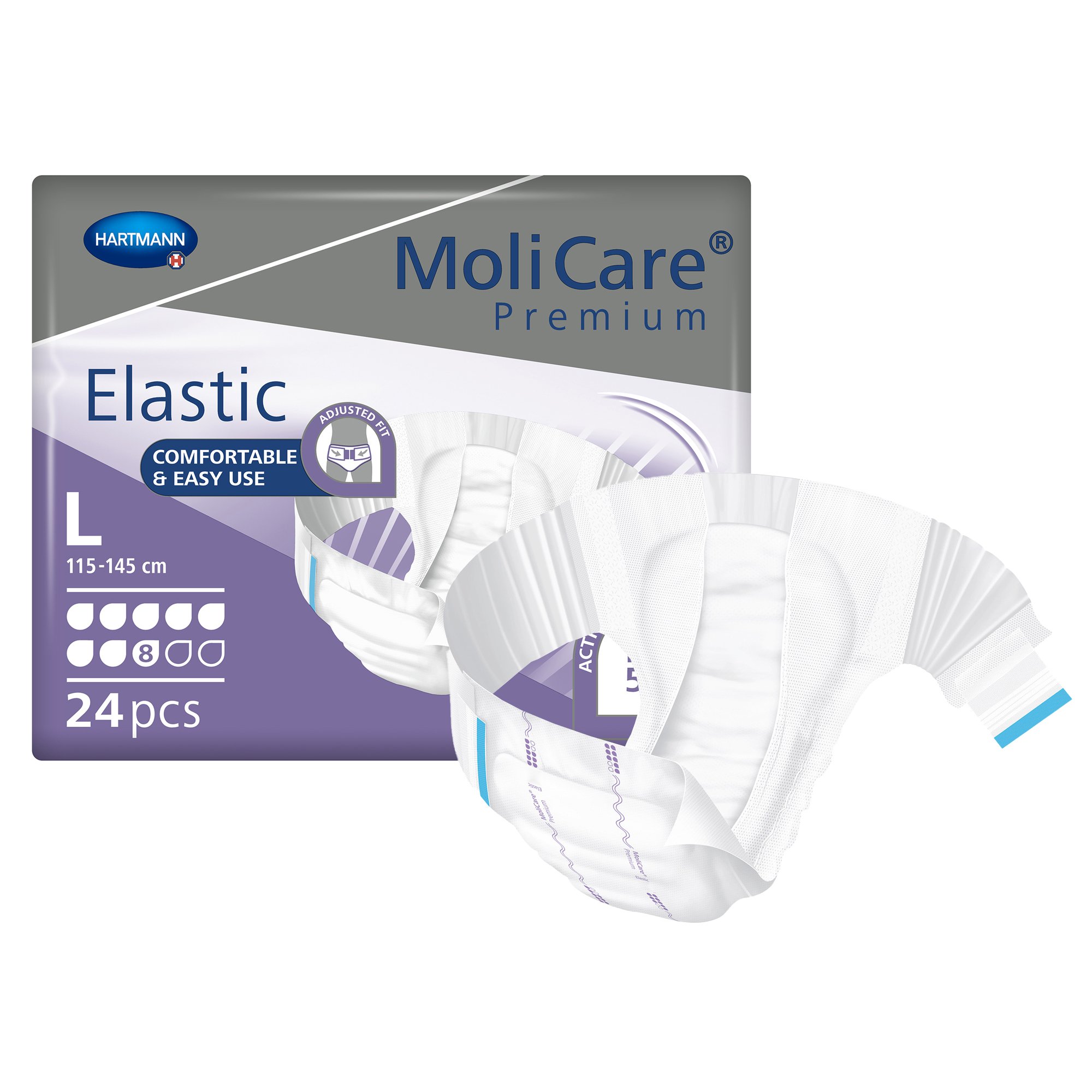 MoliCare Premium Elastic 8 Drop Absorbency Incontinence Briefs, Large MK 1174292