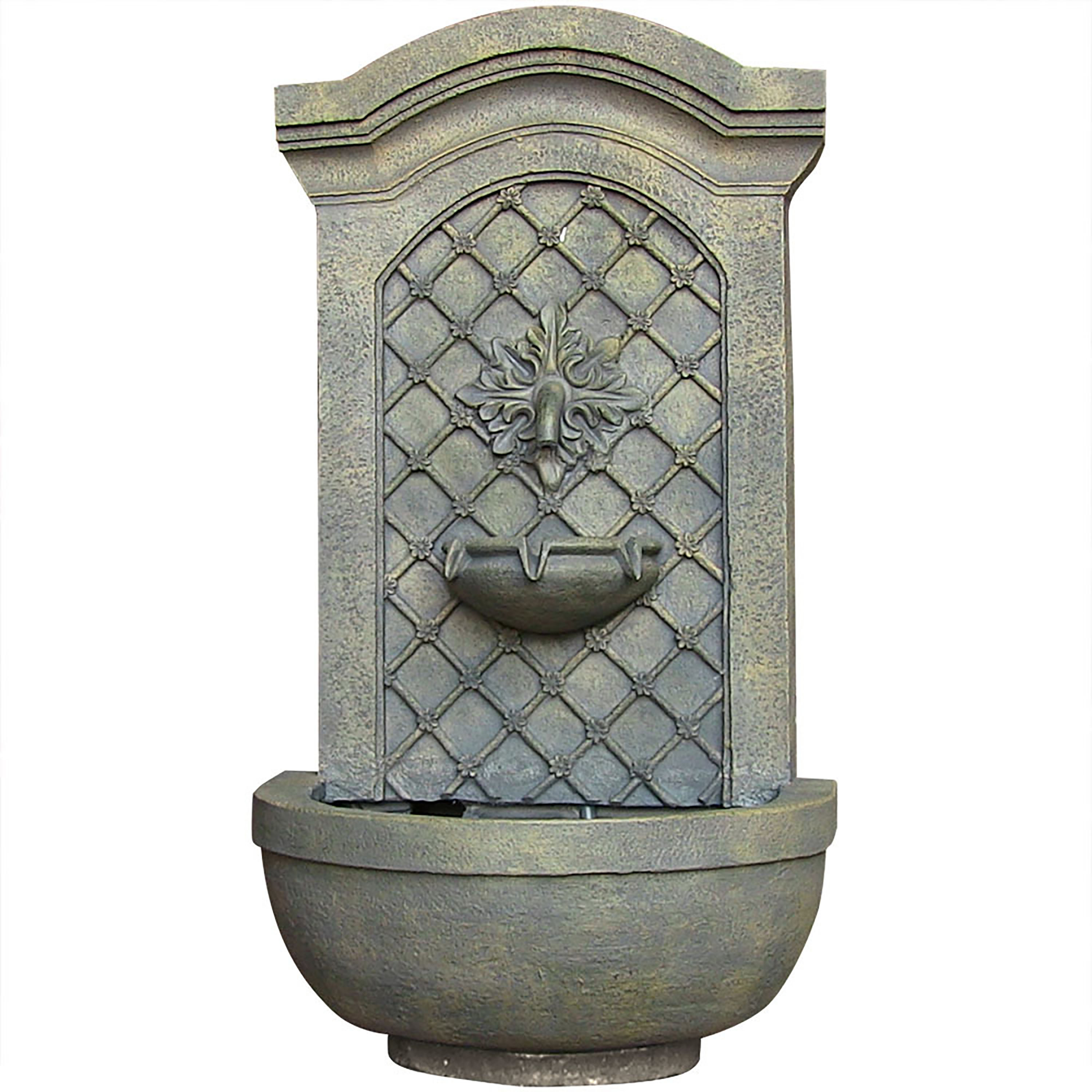 Sunnydaze Rosette Solar Wall Fountain, Limestone, Solar Only Feature