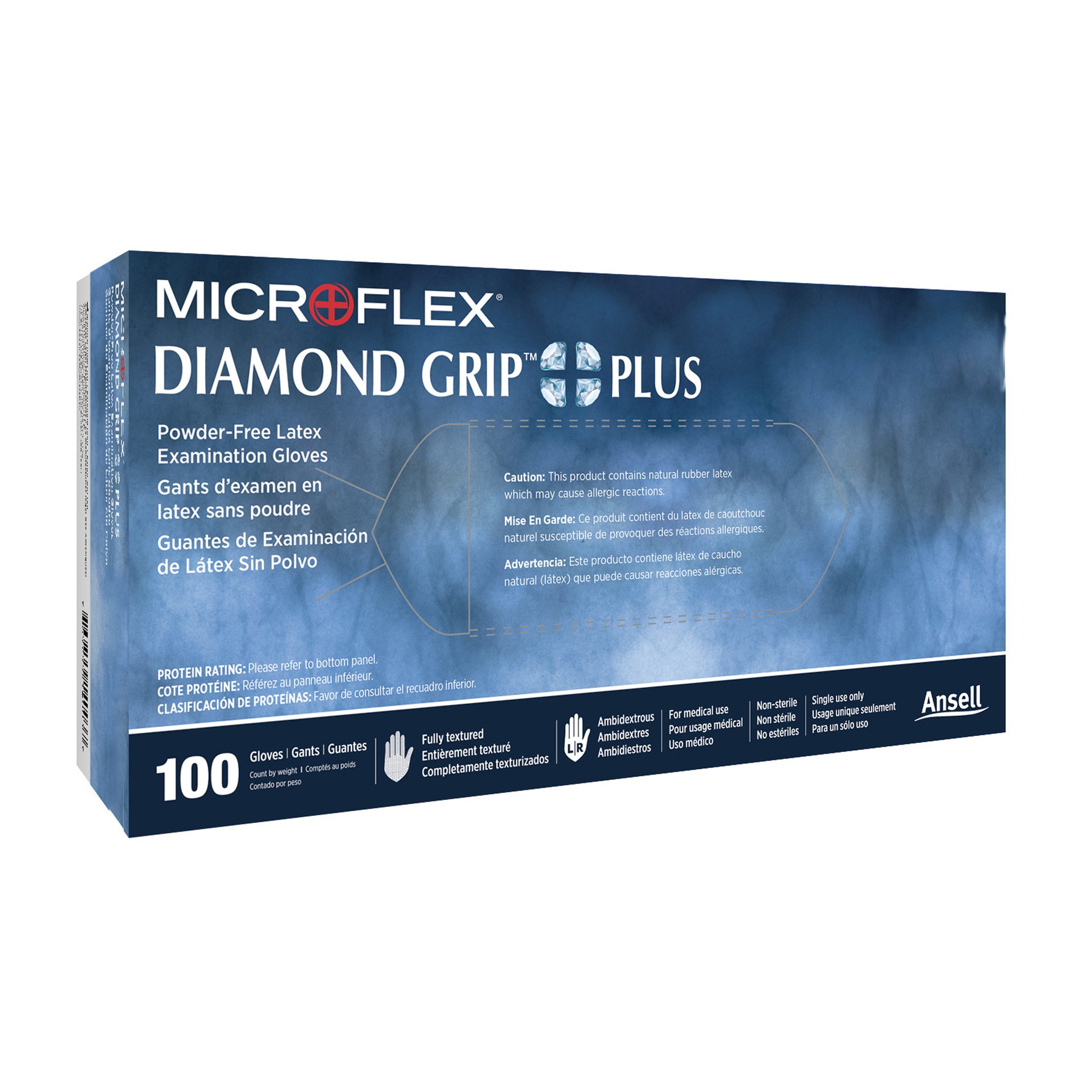 Microflex Diamond Grip Plus Latex Gloves, Large, White MK 365975