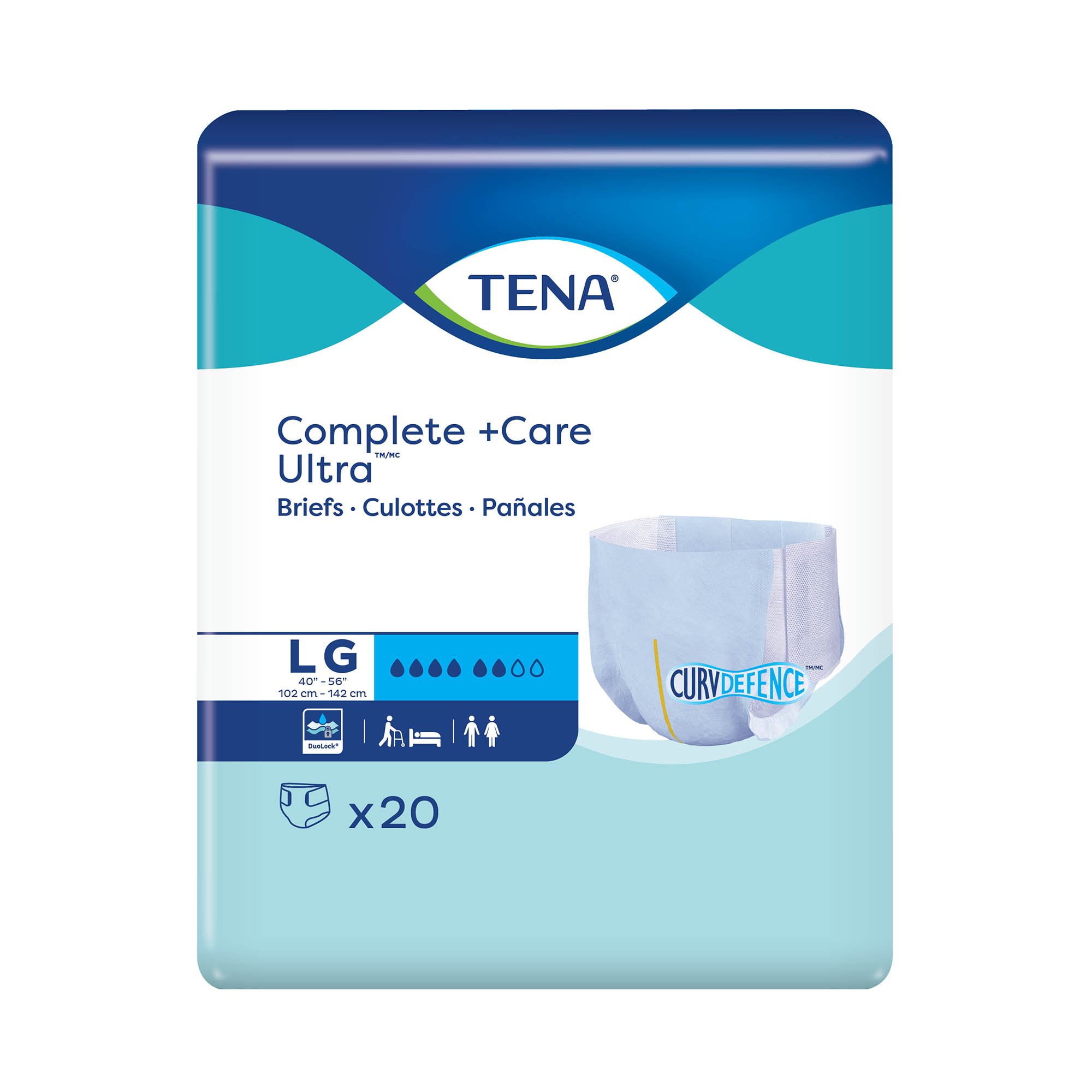 TENA Complete +Care Ultra Briefs with CurvDefence, Large MK 1243825
