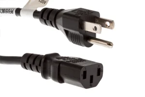 AC Power Cord, 5-15P to C13, 18 AWG, 3ft, Black