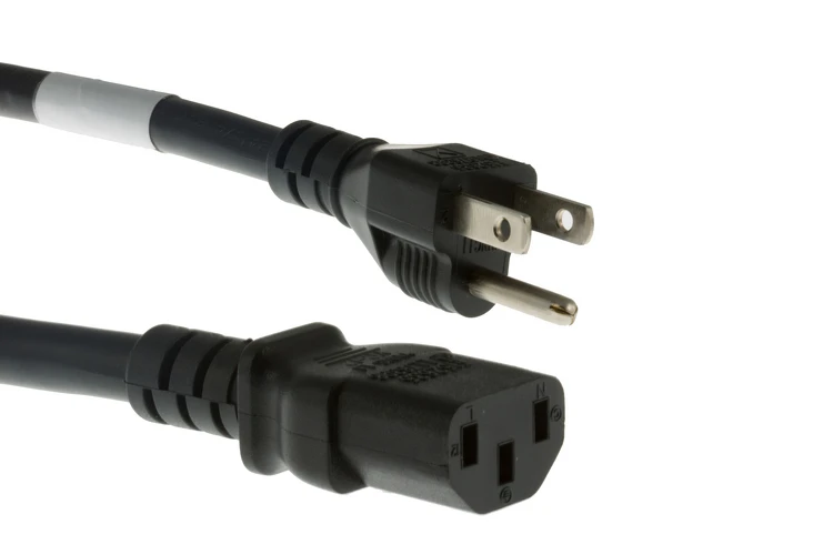 AC Power Cord, 5-15P to C13, 14 AWG, 1ft, Black