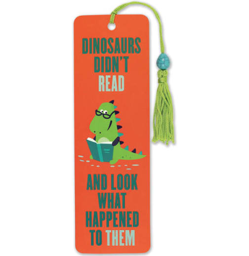 Dinosaurs Didn't Read Beaded Bookmark