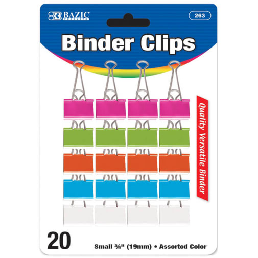 Binder Clips (3/4") 20 pack - Small Assorted Pastel Color