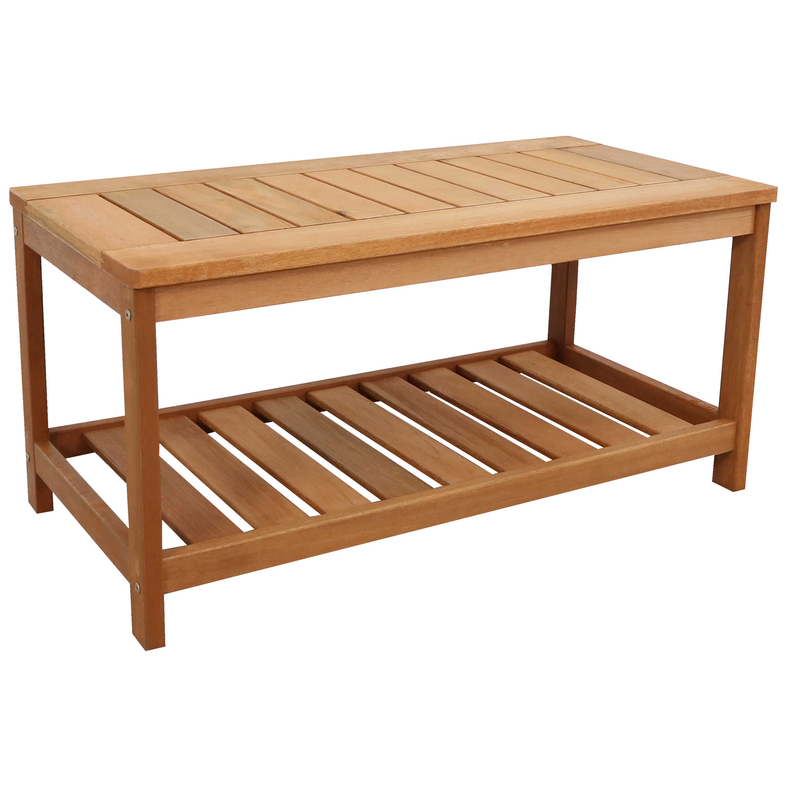 Sunnydaze Meranti Wood with Teak Oil Finish Outdoor Coffee Table - 35-Inch