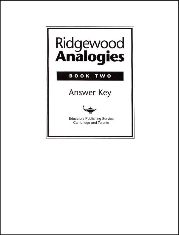 Ridgewood Analogies Book 2 Teacher Guide