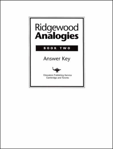 Ridgewood Analogies Book 2 Teacher Guide