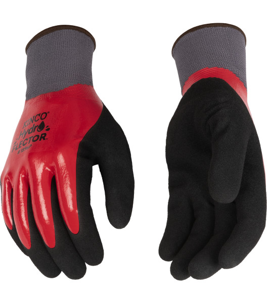 HydroFlector&trade; Waterproof Polyester Knit Shell & Double-Coated Nitrile, Red, large