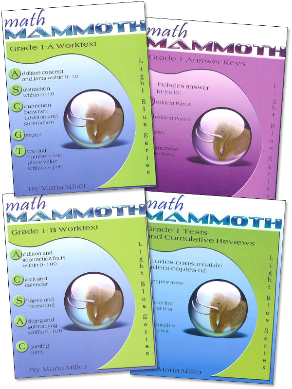 Math Mammoth Grade 1 Set (2012 Edition, Black and White)