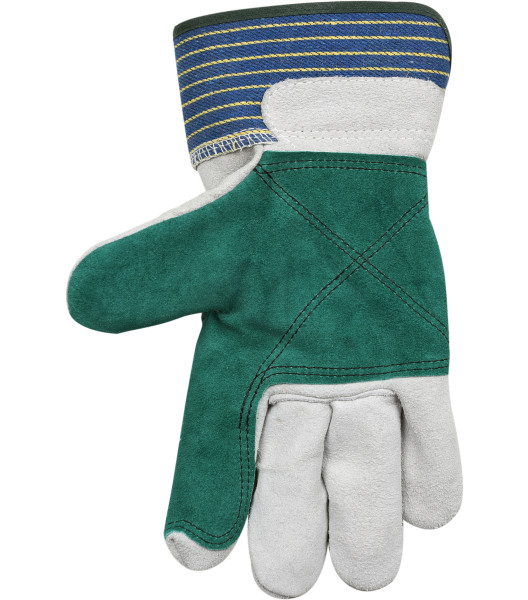 Suede Cowhide with Double-Palm & Safety Cuff, Striped, large