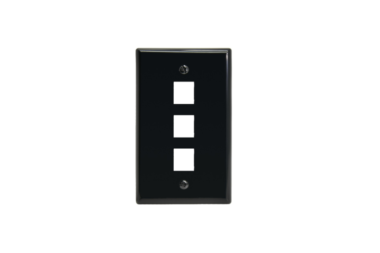 Keystone Wall Plate, 3 Port, Black