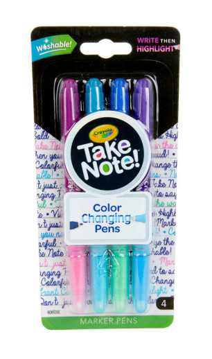 Crayola Take Note! Dual Ended Color Changing Pens, 4 Count