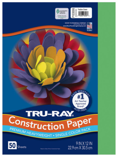 Construction Paper Fade-Resistant 9" x 12" Festive Green