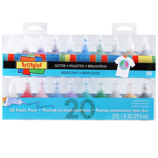 Scribbles 3D Fabric Paint - Glitter /Iridescent (20 pack)