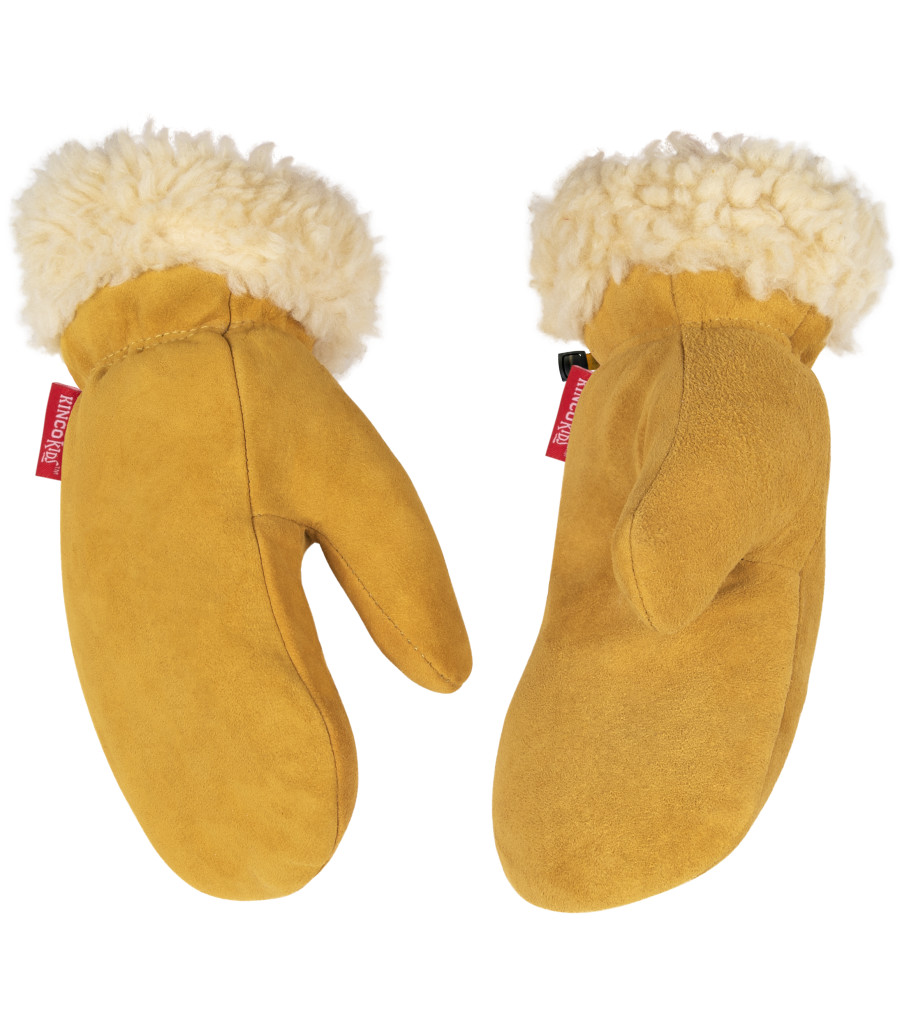 Kids' Lined Suede Deerskin Mitt, Golden, large image number 2