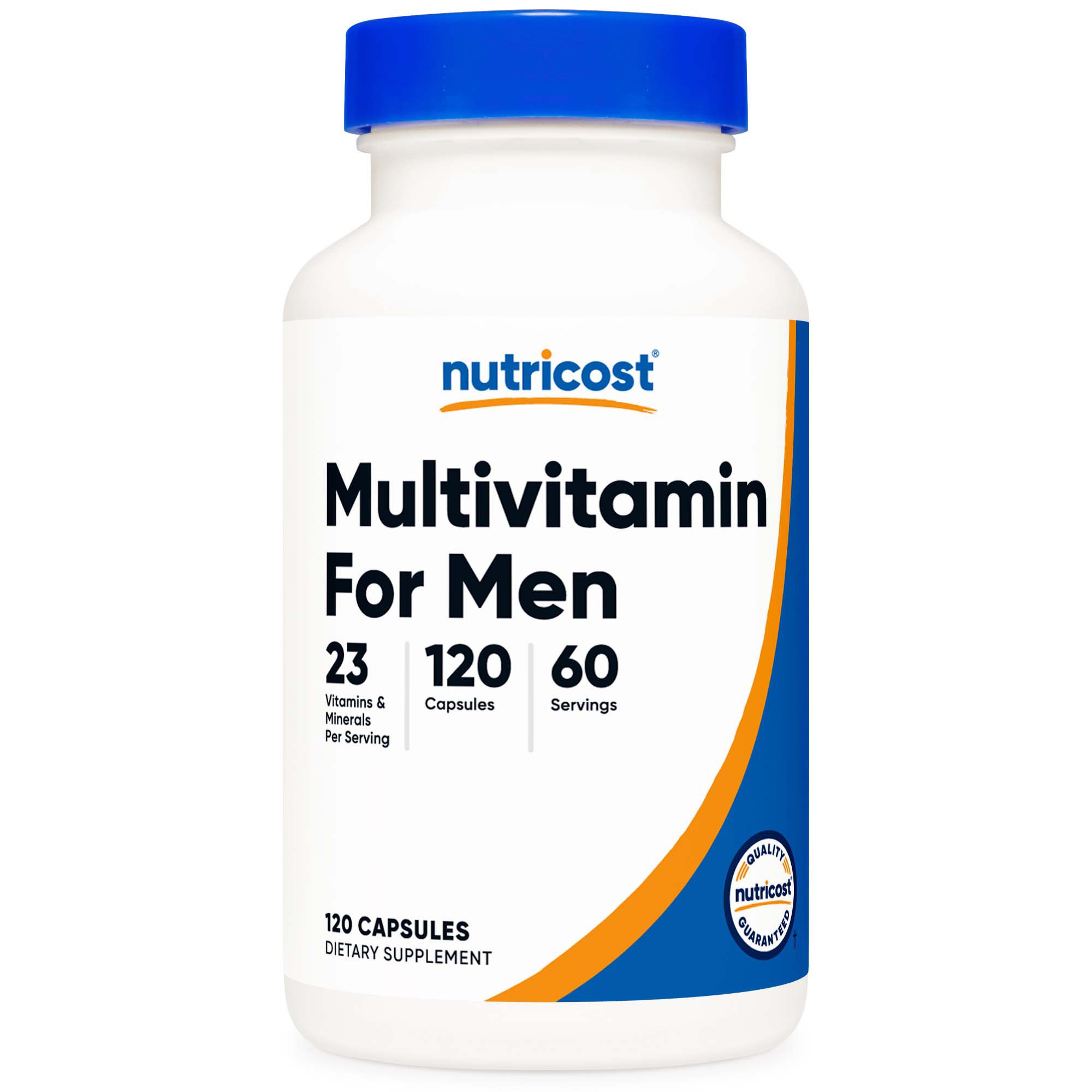 Dietary Supplement nutricost Multivitamin For Men Vitamin A / C / D / E / K 1,800 mcg - 125 mg - 75 mcg - 20 mg - 80 mcg Strength Capsule 120 Per Bottle MK 1270268