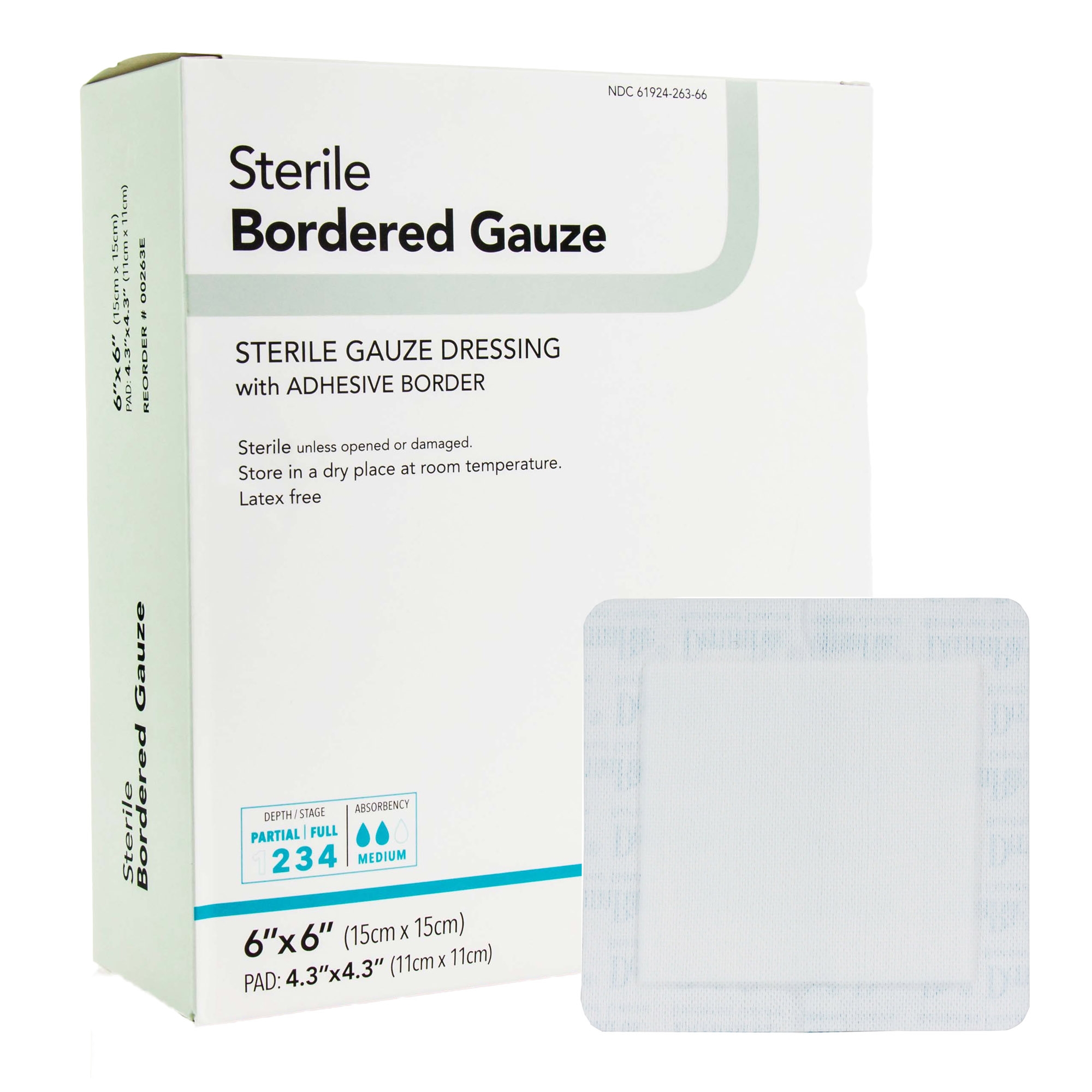 DermaRite Bordered Gauze Island Dressing, 6 x 6 Inch MK 883073
