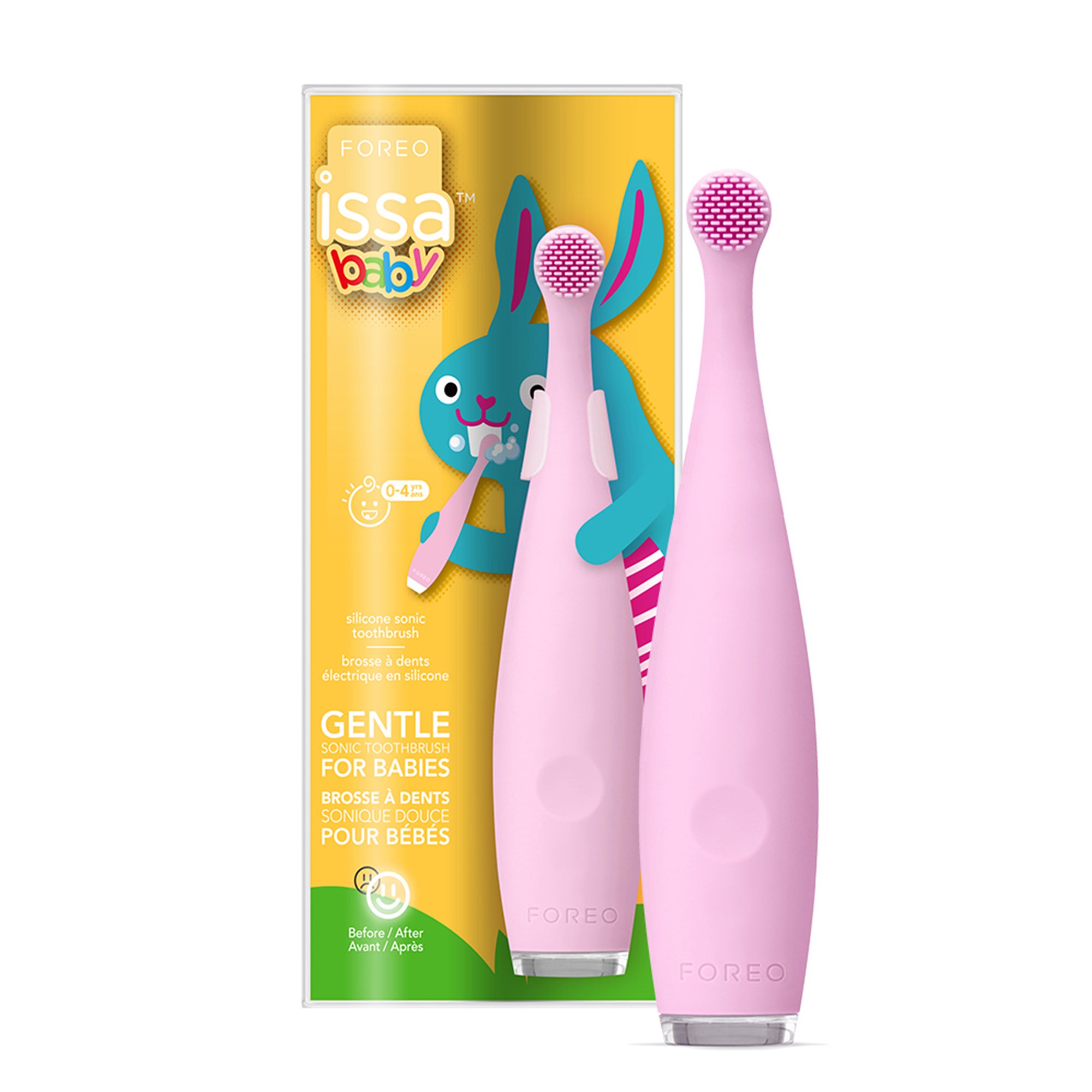 ISSA baby Soft Silicone Sonic Toothbrush, Pearl Pink Bunny MK 1252888