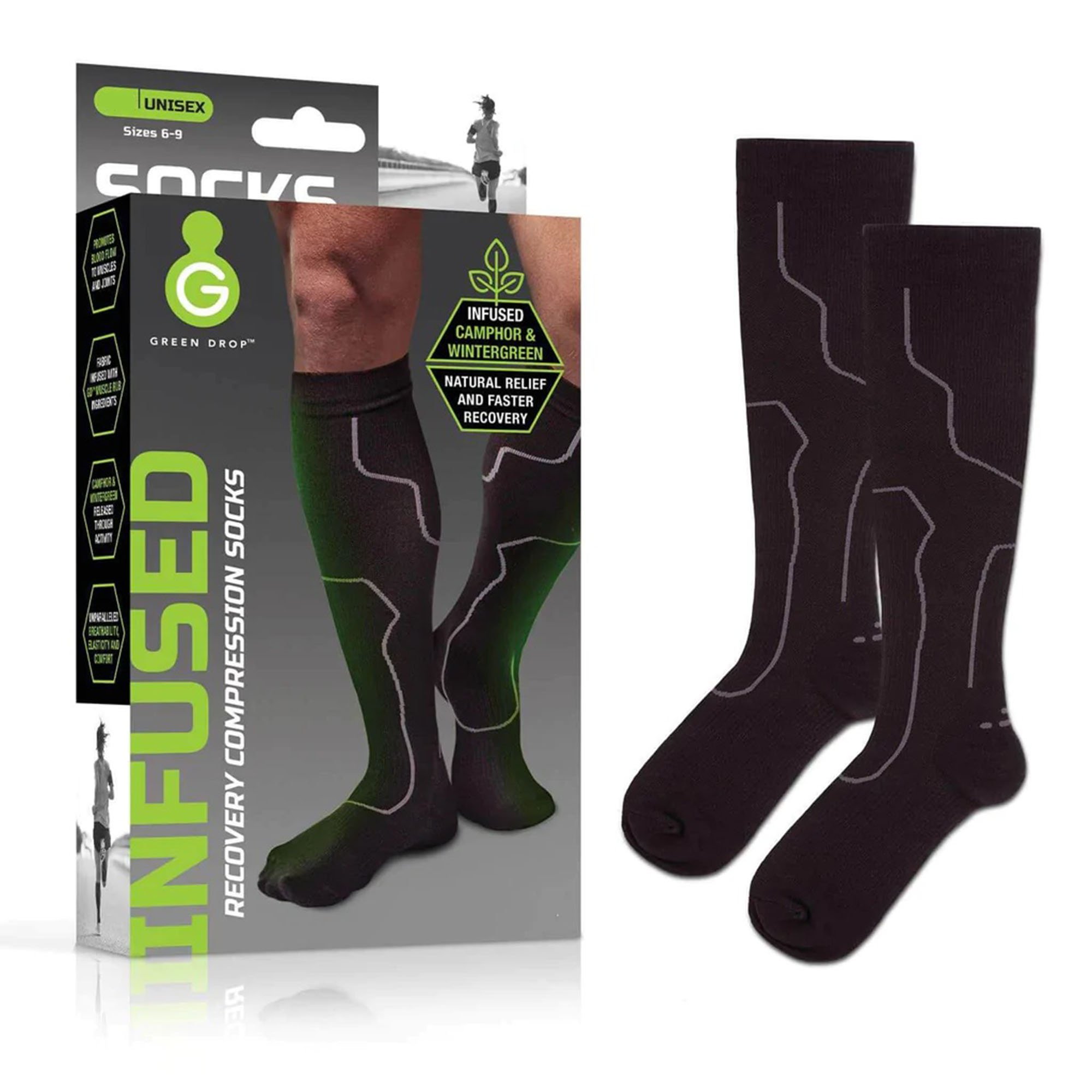 Green Drop Compression Socks  Medical-Grade Infused Support, L/XL MK 1230637