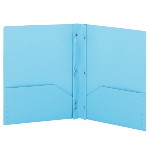2-Pocket Poly Portfolio (Plastic) with 3 prongs - Blue