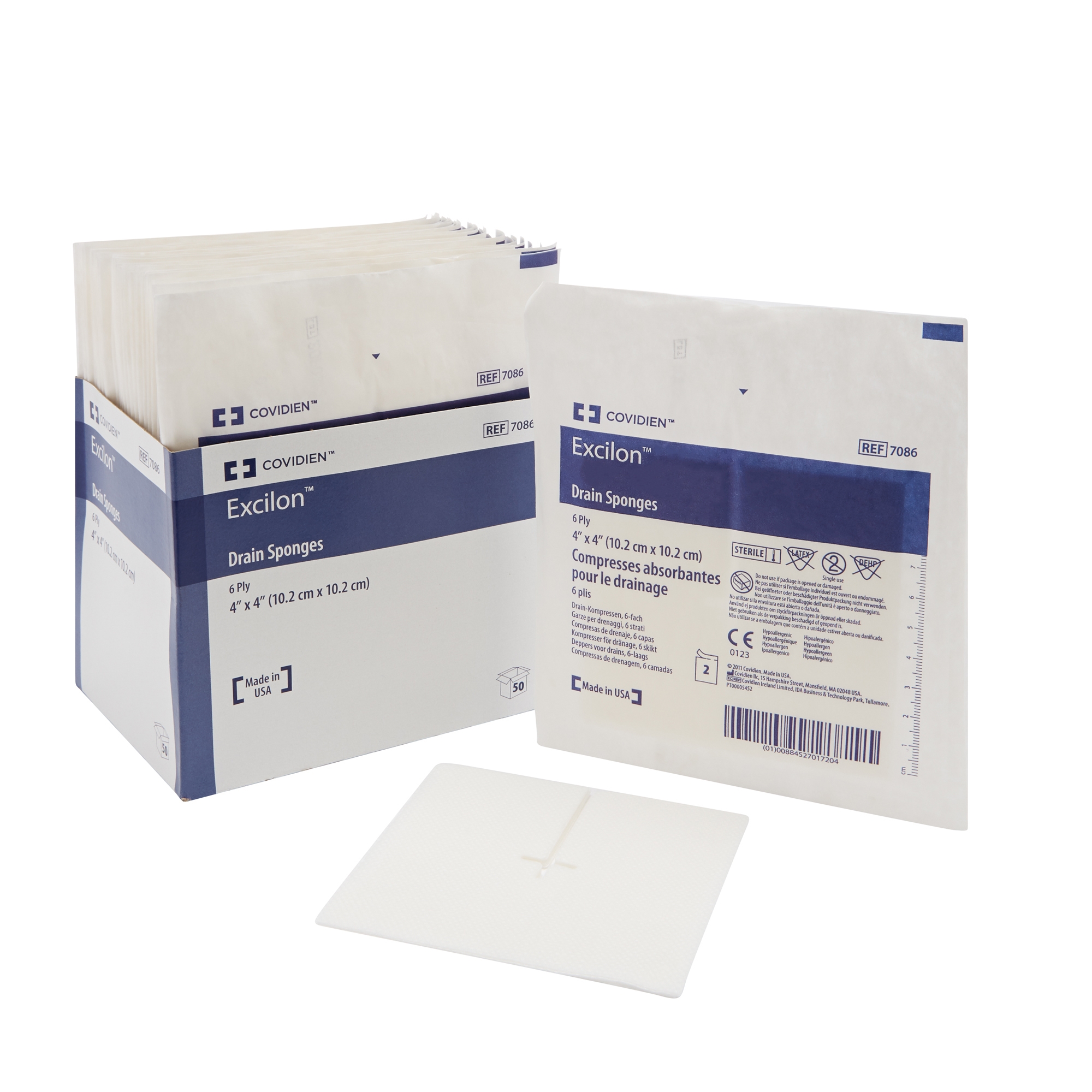 Excilon I.V. / Drain Split Dressing, 4 x 4 Inch, 6-Ply MK 401587