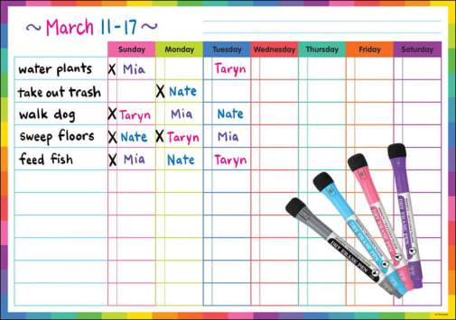 Colorful Dry-Erase Magnetic Task Chart