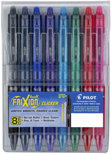 Frixion Clicker Erasable Pen Fine Point - Assorted (8 pack)